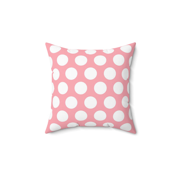Light Pink And White Polka Dot Reverse Pattern Spun Polyester Square Pillow in 4 Sizes, Home Decor, Throw Pillow