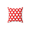 Red White Polka Dot Reverse Pattern Spun Polyester Square Pillow in 4 Sizes, Home Decor, Throw Pillow