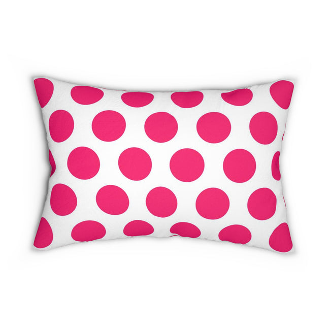 Hot Pink And White Polka Dot Reverse Spun Polyester Lumbar Pillow 20 x 14, Home Decor, Throw Pillow