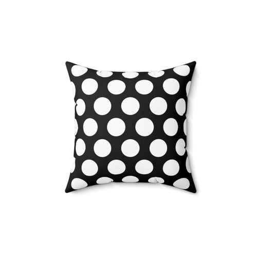 Black White Polka Dot Reverse Pattern Spun Polyester Square Pillow in 4 Sizes, Home Decor, Throw Pillow