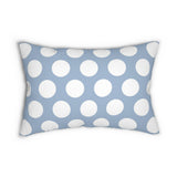 Blue And White Polka Dot Reverse Spun Polyester Lumbar Pillow 20 x 14, Home Decor, Throw Pillow