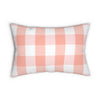 Gingham Pink And White Check Plaid Spun Polyester Lumbar Pillow 20 x 14 Inches, Home Decor, Throw Pillow