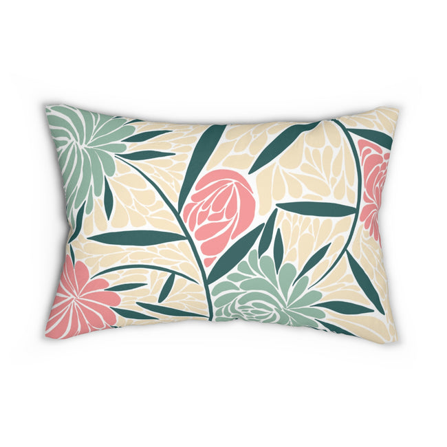 Soft Green and Pink Trendy Matisse Style Floral Spun Polyester Lumbar Pillow 20 x 14, Home Decor, Throw Pillow