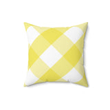 Gingham Yellow And White Check Spun Polyester Square Pillow in 4 Sizes, Home Decor, Throw Pillow