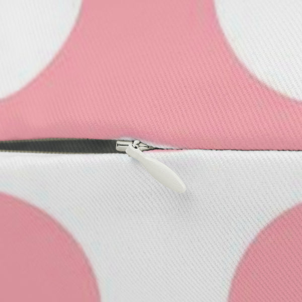 Light Pink And White Polka Dot Reverse Spun Polyester Lumbar Pillow 20 x 14, Home Decor, Throw Pillow