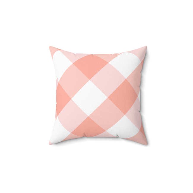 Gingham Pink And White Check Spun Polyester Square Pillow in 4 Sizes, Home Decor, Throw Pillow