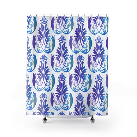 Deco Style Wave Pattern Light Teal Custom Design Fabric Shower Curtain, 71 x 74 Bathroom Decor