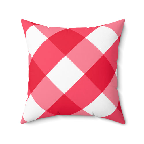 Gingham Red And White Check Spun Polyester Square Pillow in 4 Sizes, Home Decor, Throw Pillow