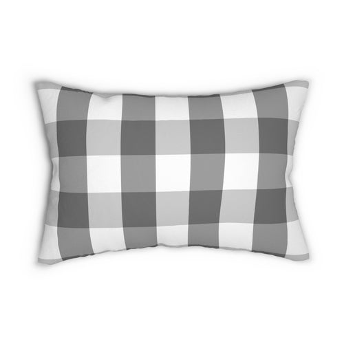 Gingham Blueberry And White Check Spun Polyester Lumbar Pillow 20 x 14, Home Decor, Throw Pillow Lumbar Pillow