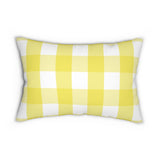 Gingham Yellow And White Check Spun Polyester Lumbar Pillow 20 x 14, Home Decor, Throw Pillow