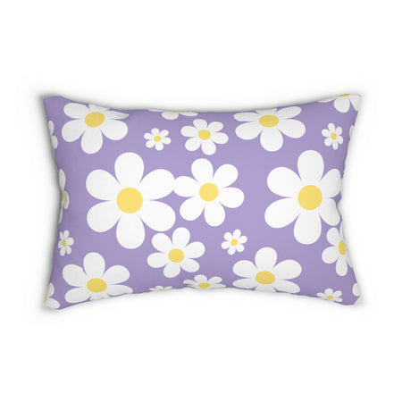 Groovy White Daisies On Pink Spun Polyester Square Pillow in 4 Sizes, Home Decor, Throw Pillow