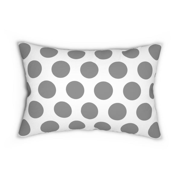 Gray And White Polka Dot Reverse Spun Polyester Lumbar Pillow 20 x 14, Home Decor, Throw Pillow