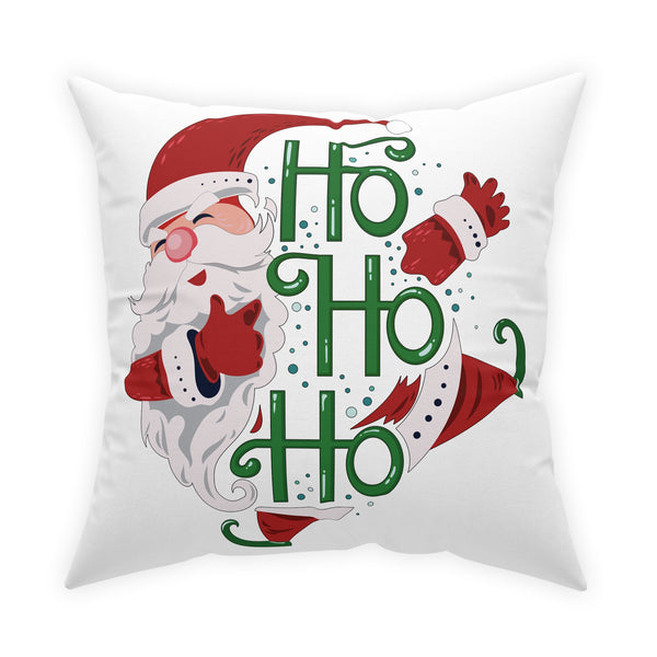 Ho Ho Ho Santa on White Broadcloth Pillow 4 Sizes Square and 1 Lumbar Size, Home Decor, Pillows