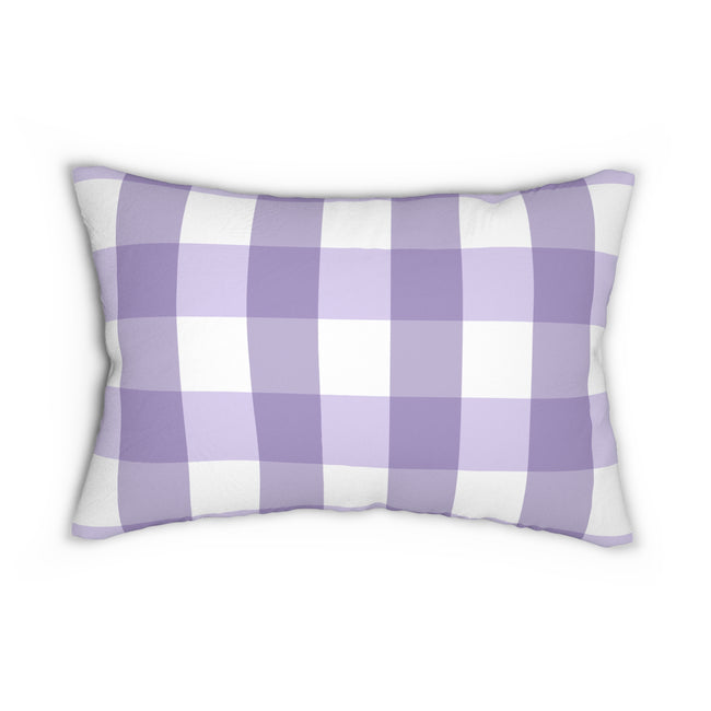Gingham Lavender And White Check Spun Polyester Lumbar Pillow 20 x 14, Home Decor, Throw Pillow