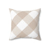 Gingham Sand And White Check Spun Polyester Square Pillow in 4 Sizes, Home Decor, Throw Pillow