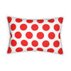 Red And White Polka Dot Reverse Spun Polyester Lumbar Pillow 20 x 14, Home Decor, Throw Pillow