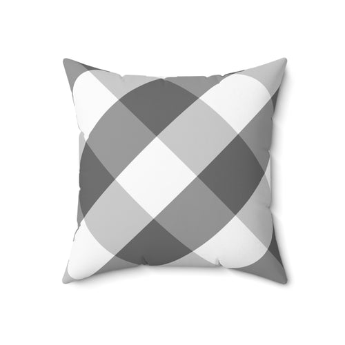 Gingham Gray And White Check Spun Polyester Square Pillow in 4 Sizes, Home Decor, Throw Pillow