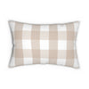 Gingham Sand And White Check Spun Polyester Lumbar Pillow 20 x 14, Home Decor, Throw Pillow