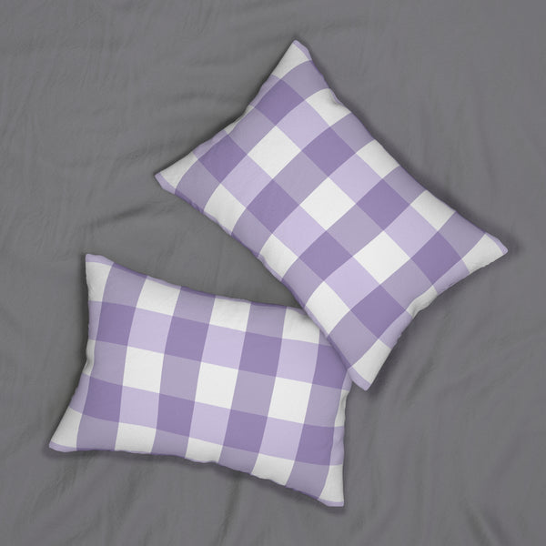 Gingham Lavender And White Check Spun Polyester Lumbar Pillow 20 x 14, Home Decor, Throw Pillow