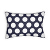 Navy And White Polka Dot Reverse Spun Polyester Lumbar Pillow 20 x 14, Home Decor, Throw Pillow