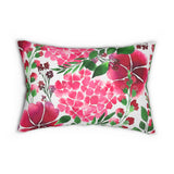 Pretty Pink and Red Floral Design Spun Polyester Lumbar Pillow 20 x 14, Home Decor, Throw Pillow