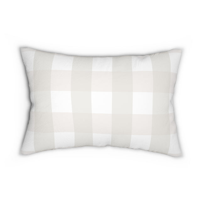 Gingham Cream And White Check Spun Polyester Lumbar Pillow 20 x 14, Home Decor, Throw Pillow