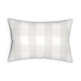 Gingham Cream And White Check Spun Polyester Lumbar Pillow 20 x 14, Home Decor, Throw Pillow