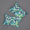 Leaves Blue Green Watercolor Design Spun Polyester Lumbar Pillow