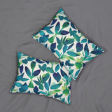 Leaves Blue Green Watercolor Design Spun Polyester Lumbar Pillow