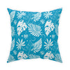 White Palm Fronds On Teal Blue Broadcloth Pillow 4 Sizes Square and 1 Lumbar Size, Home Decor, Pillows