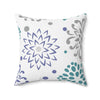 Gray, Teal and Periwinkle Decorative Flower Original Design Spun Polyester Square Pillow, 4 Sizes, Throw Pillow, Decorative Pillow,