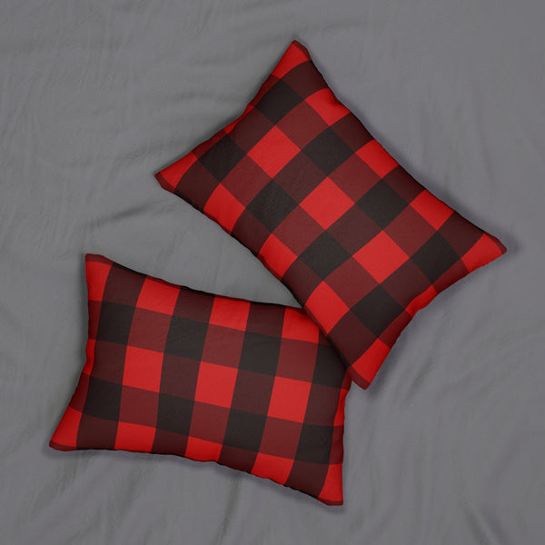 Black and Red Buffalo Check Spun Polyester Lumbar Pillow 20 x 14, Home Decor, Throw Pillow