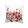 Red Poppies on White Broadcloth Pillow 4 Sizes Square and 1 Lumbar Size, Home Decor, Pillows