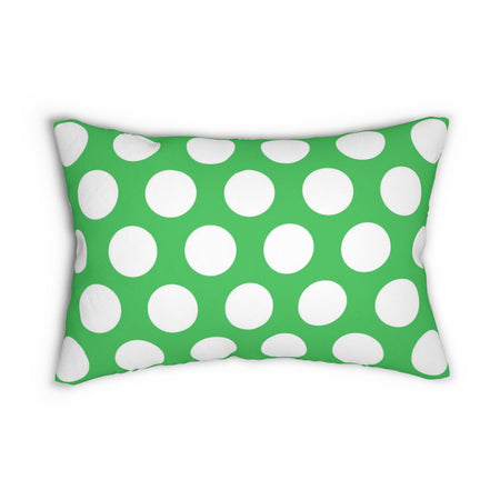 Turquoise And White Polka Dot Reverse Spun Polyester Lumbar Pillow 20 x 14, Home Decor, Throw Pillow