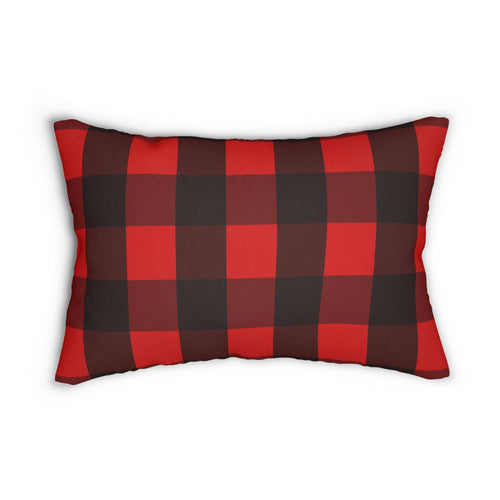 Black and Red Buffalo Check Spun Polyester Lumbar Pillow 20 x 14, Home Decor, Throw Pillow