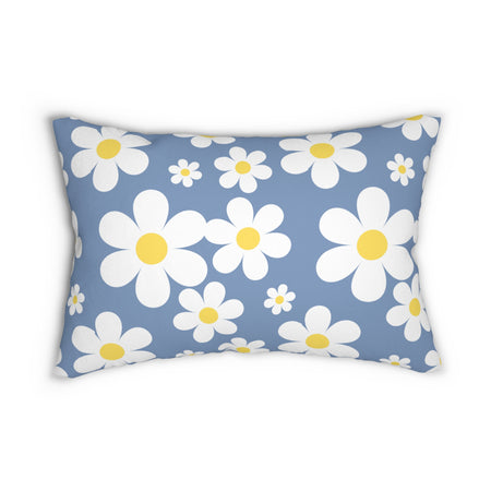 Copy of Groovy White Daisies On Gray Spun Polyester Square Pillow in 4 Sizes, Home Decor, Throw Pillow
