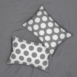 Gray And White Polka Dot Reverse Spun Polyester Lumbar Pillow 20 x 14, Home Decor, Throw Pillow