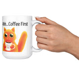 Ahh... Coffee First Wise Cat Large 15 oz Mug