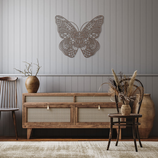 Beautiful Mandala Butterfly Metal Wall Art, 5 Colors, 6 Sizes