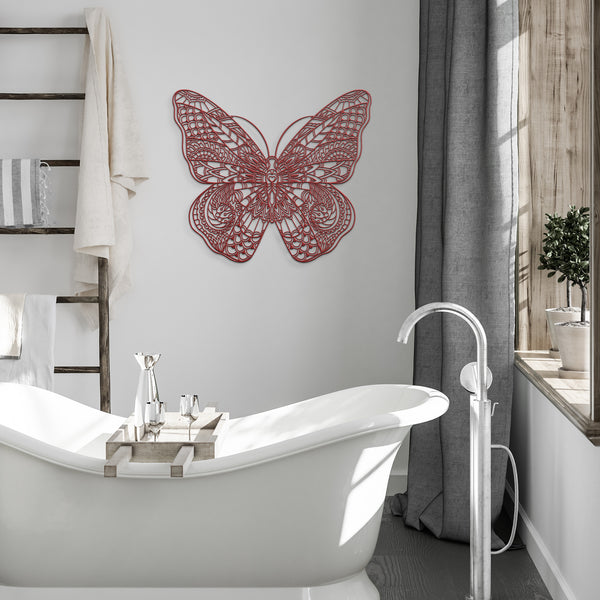 Beautiful Mandala Butterfly Metal Wall Art, 5 Colors, 6 Sizes