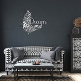 Dream Boho Feathers Sign Steel Powder Coated Sign 5 Colors