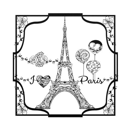 I Love Paris Eiffel Tower Custom Metal Sign Powder Coated Steel 5 Colors