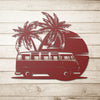 VW Van Under Palm Trees Custom Metal Sign Powder Coated Steel Sign 5 Colors