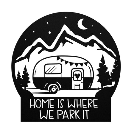 Happy Camper RV In Trees Custom Metal Sign Powder Coated Steel 5 Colors