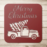 Vintage Truck With Christmas Tree Custom Metal Sign Powder Coated Steel Sign 5 Colors