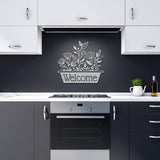 Welcome Flowers In Pot Custom Metal Sign Steel Sign Powder Coated 5 Colors