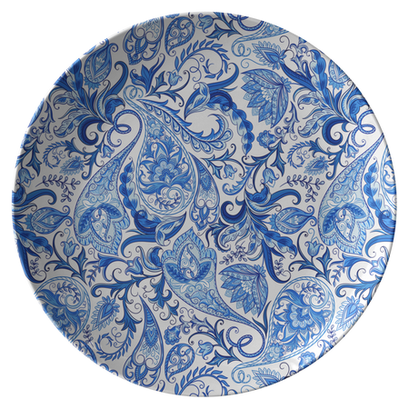 Vintage Blue and White Paisley Pattern ThermoSāf® Polymer 10x14" Serving Platter