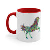 Boho Colorful Unicorn Ceramic Mug 11 oz with Color Glazed Interior in 5 Colors, Coffee Mugs, Tea Mug