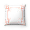 Geometric Chinoiserie Pattern Reversible Pink Blush and White Print Original Design Spun Polyester Square Pillow 4 Sizes