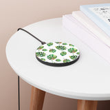 Tropical Leaf Fronds Wireless Cell Phone Charger Pad, 10W Qi Fast Ultra Slim Custom Designed iPhone, Samsung, Cell Phones